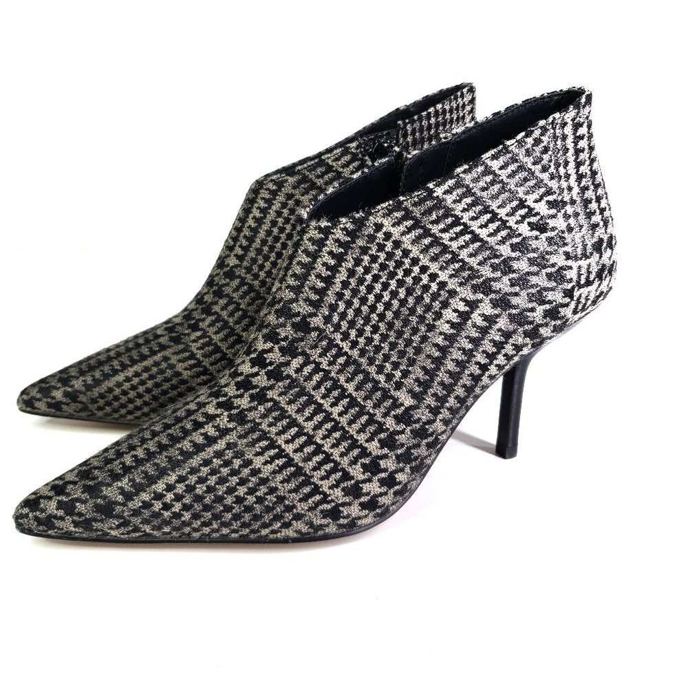 & Other Stories Pointed Stiletto Boots 6.5 36 Houndstooth Plaid Booties Heels